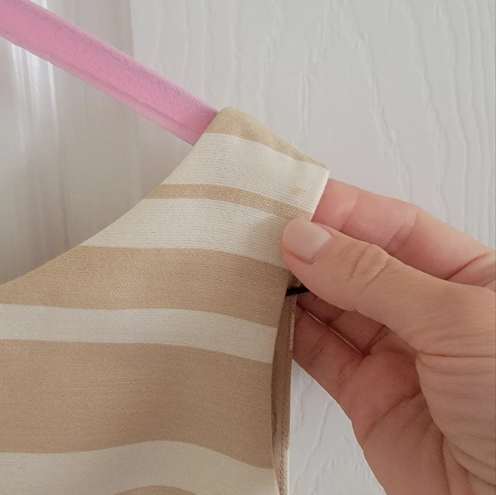 Banana Republic Tan and Cream Striped Boatneck Shift Dress, Size 2 - Picture 13 of 16